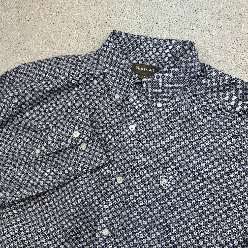 Ariat Shirt Men L Stretch Geometric Long Sleeve Workwear Utility All Over Print